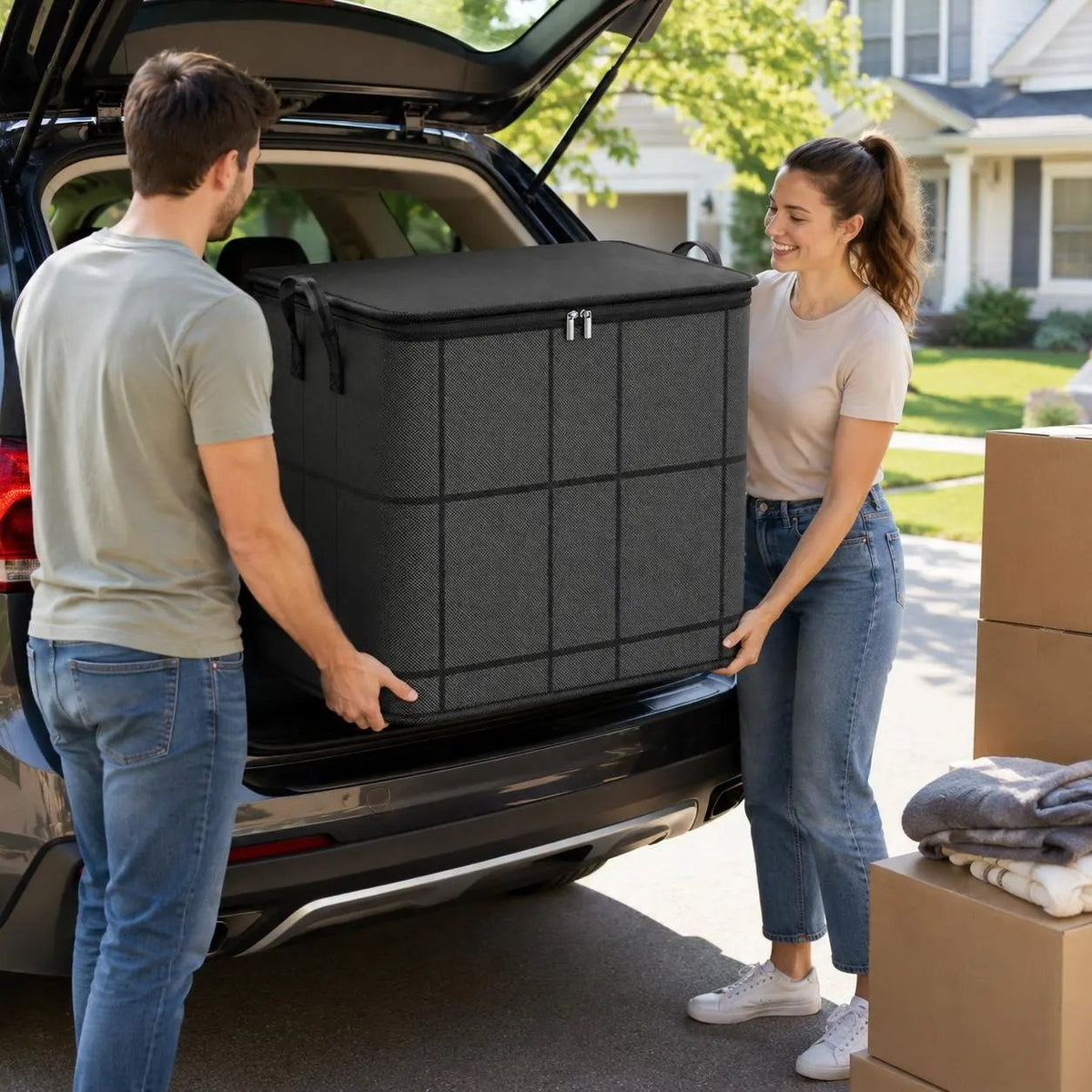 Foldable spacious moving storage bin