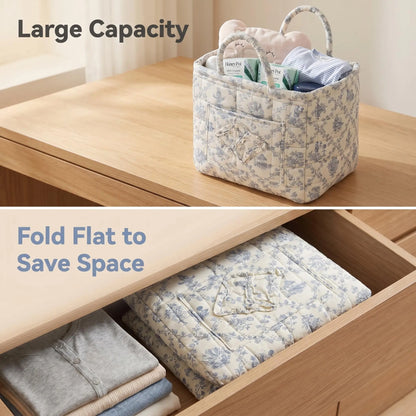 Large Capacity Floral Car Interior Storage Basket