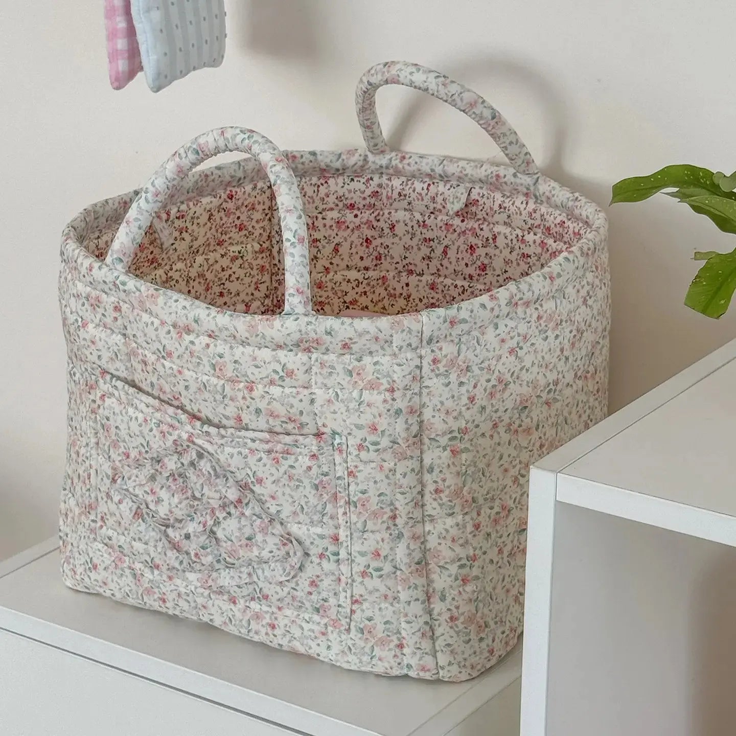 Large Capacity Floral Car Interior Storage Basket