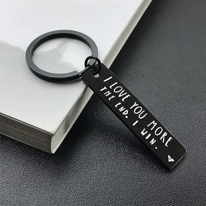 Creative Slogan Metal Keychain, Stainless Steel Key Ring with Long Bar Pendant for Car Keys, Cute Fashion Accessory for Men and Women, Perfect Valentine's Day Gift and Keychain for Bags