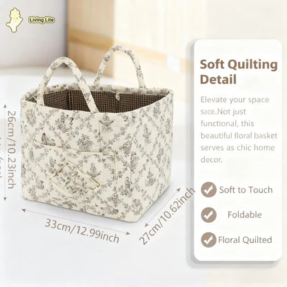 Large Capacity Floral Car Interior Storage Basket