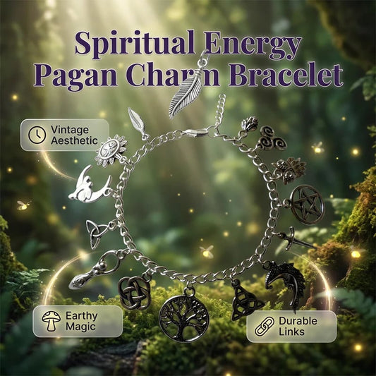 📿 LIMITED-TIME 50% OFF! ✨ Vintage Pagan Charm Bracelet – Spiritual Symbols. Antique Silver. Bohemian Style 🌙