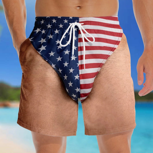 🇺🇸 Funny Patriotic Men’s Swim Trunks – Freedom & Chill Summer Beach Shorts 🏖️😎