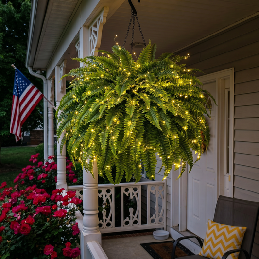 🔥Last Day 60% OFF🔥Oversized Pre-Lit Artificial Boston Ferns --No watering. No fading