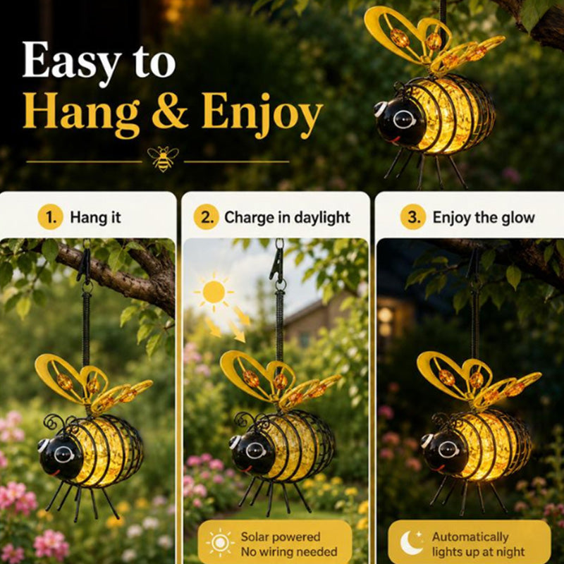 How to use the solar hanging bee light