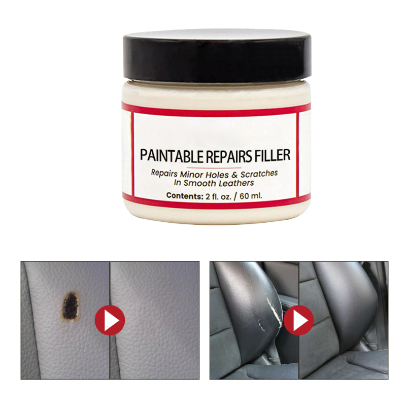 Leather repair filler applied to scratches and small damaged areas
