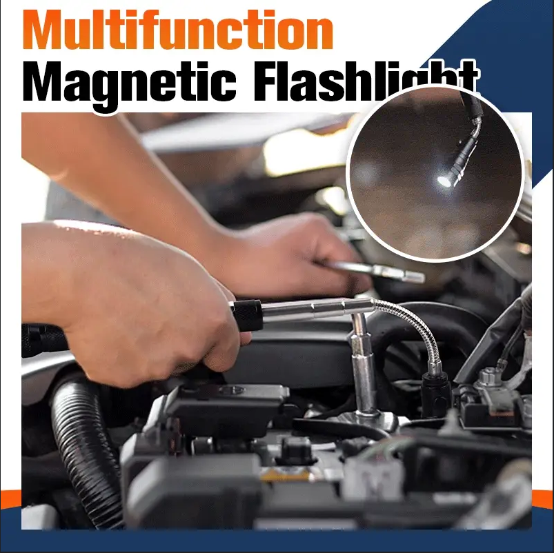 Multifunctional magnetic telescopic flashlight used in an engine bay