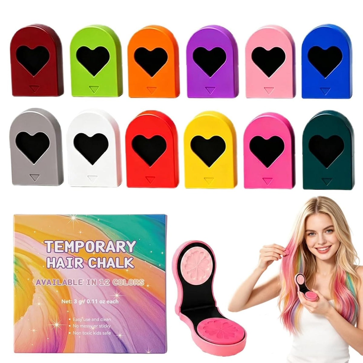 🔥Last Day 50% OFF🌈12-Color Temporary Hair Chalk Applicator Set